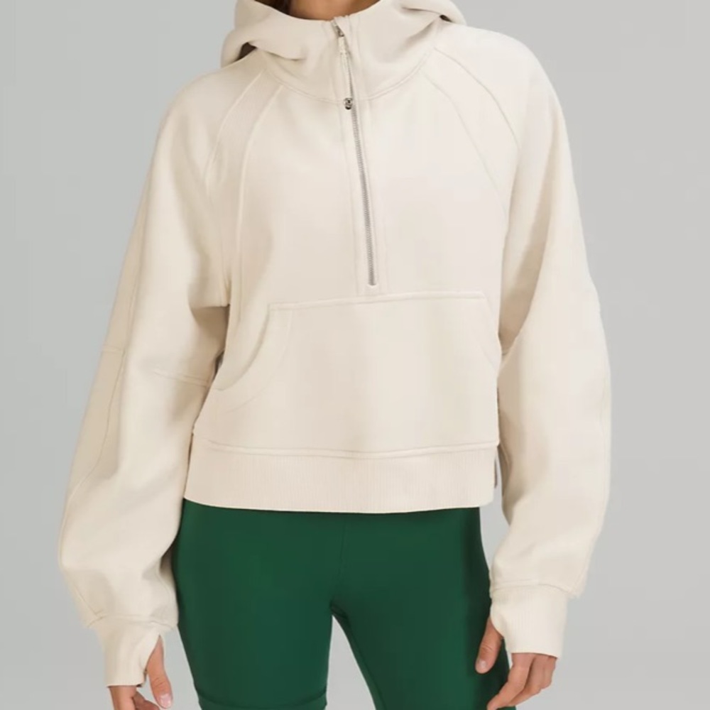 lululemon Scuba Oversized Half Zip Hoodie Pullover White Opal XL/XXL